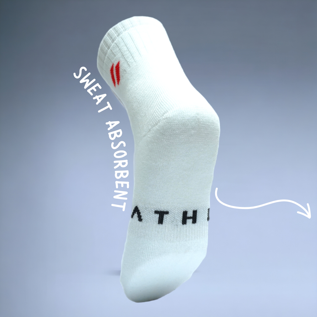 White sports spcks for athlete - sweat absorbent