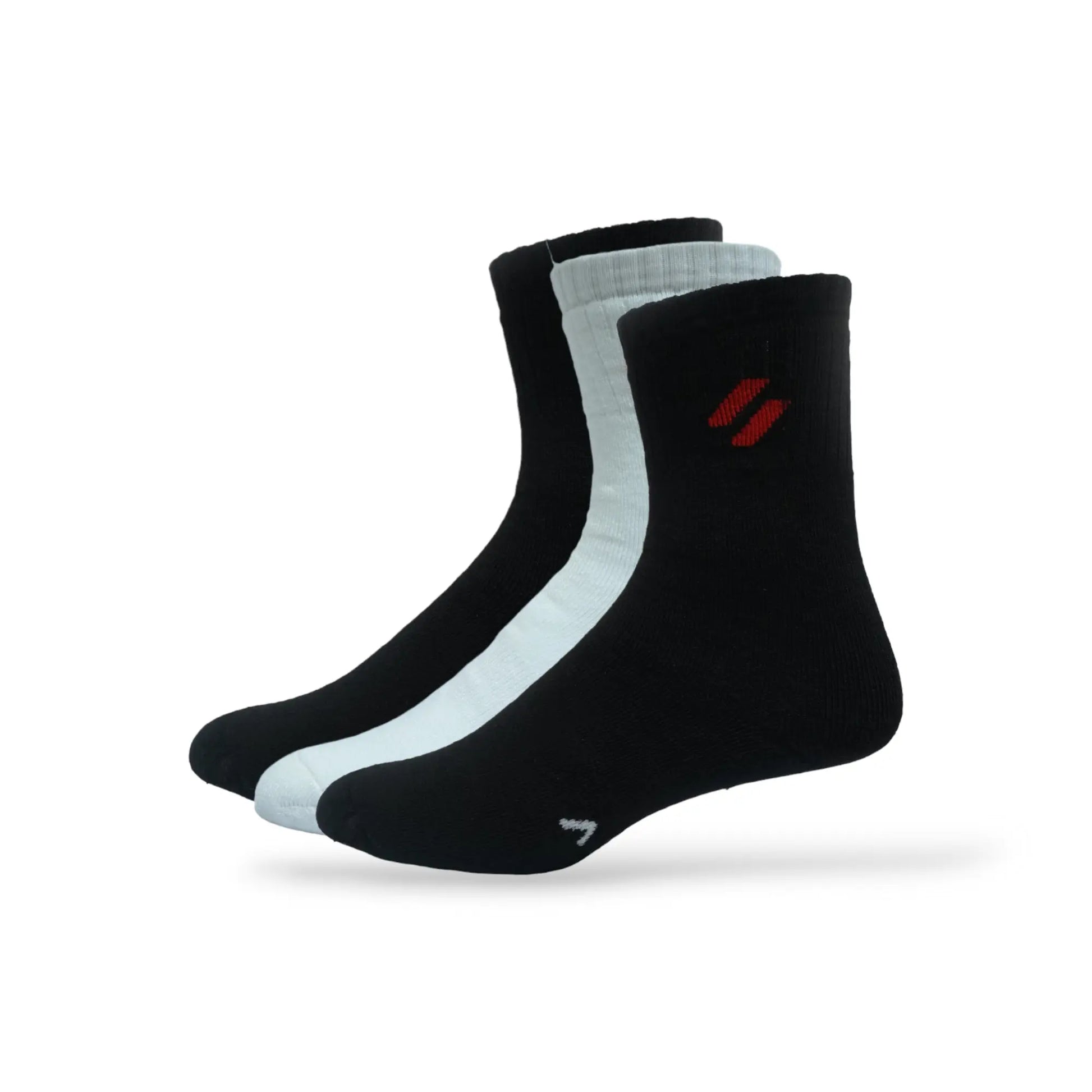 ATHL crew socks in a set of 3 – side view featuring logo and colors - Black and white