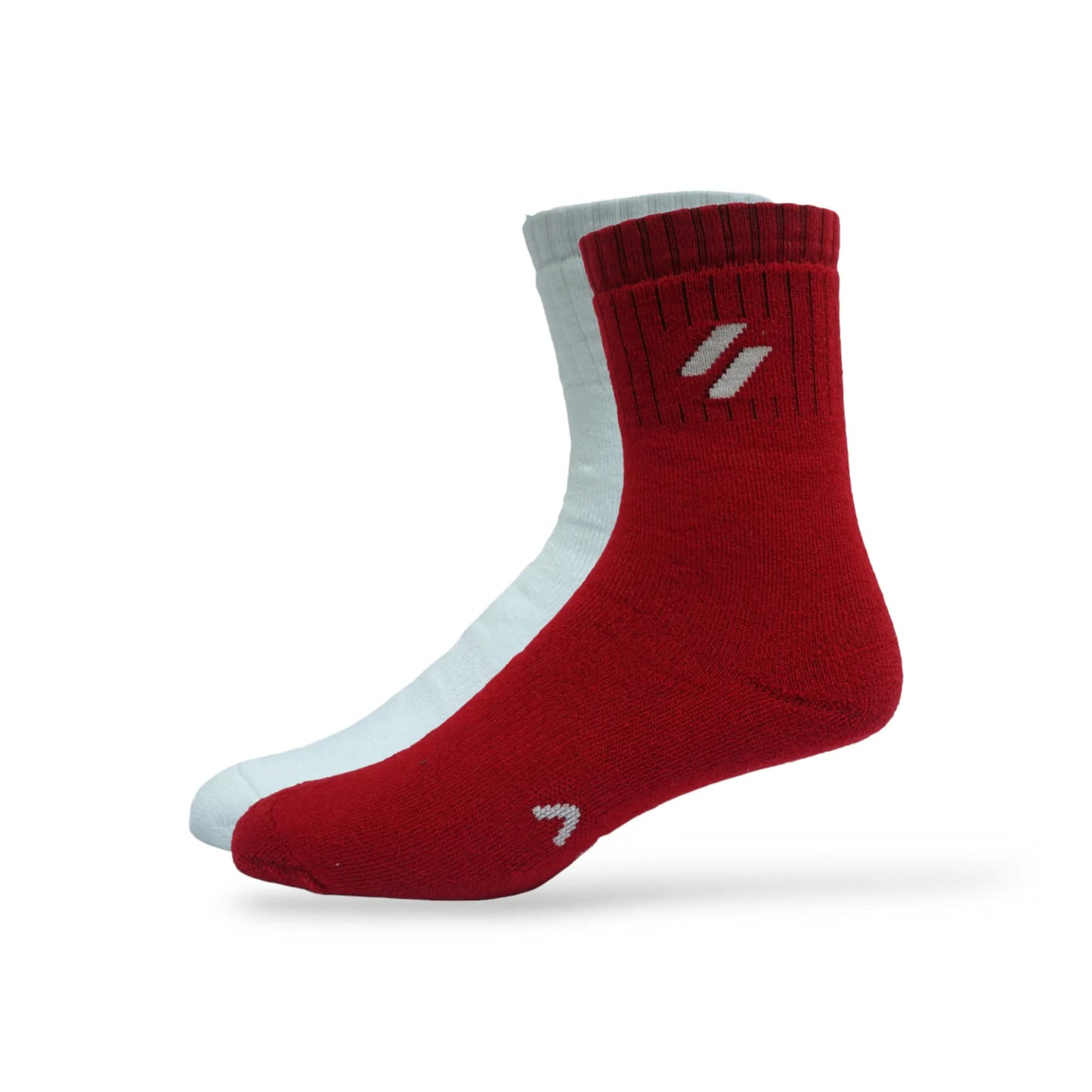 Pack of 2 women’s crew socks for football – breathable and cushioned for long training sessions - red and white