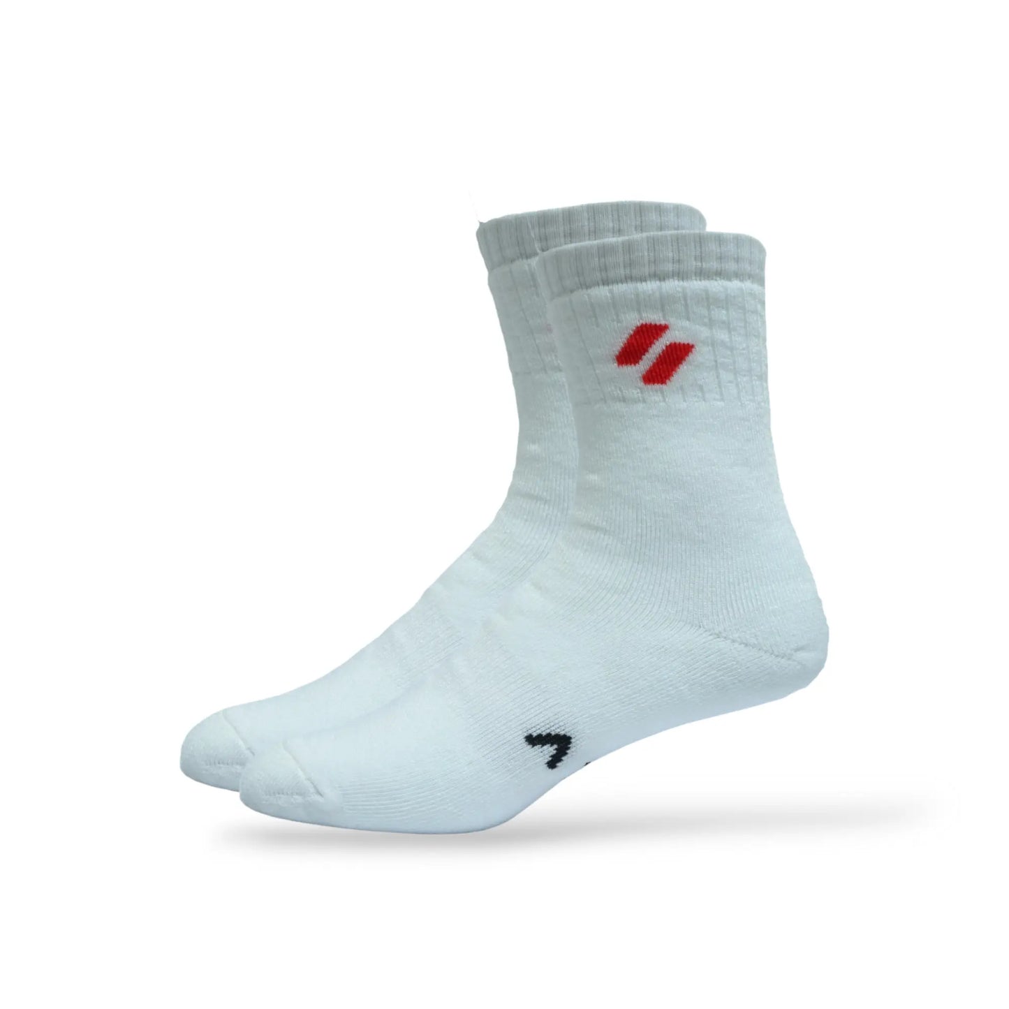 White ATHL men’s and women’s crew socks – 2-pair pack – built for performance in soccer, cricket, and daily workouts
