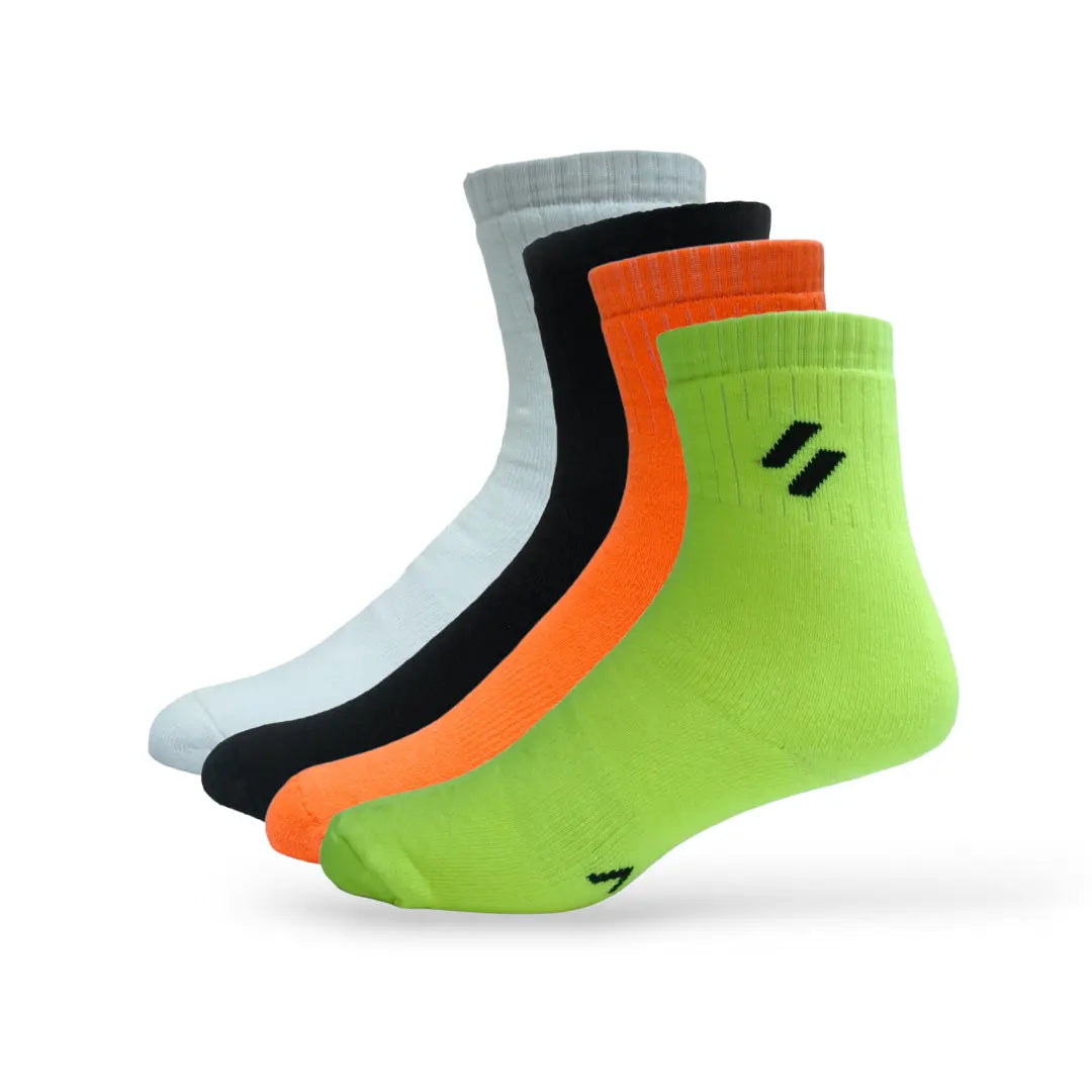 Pack of 4 Multi Men’s sports socks – moisture-wicking crew length