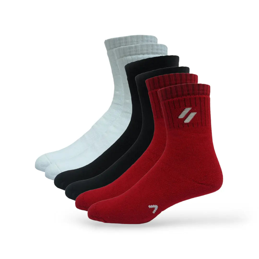 ATHL multi pack sports socks – cushioned, crew-length multi-sport socks for sports - pack of 6