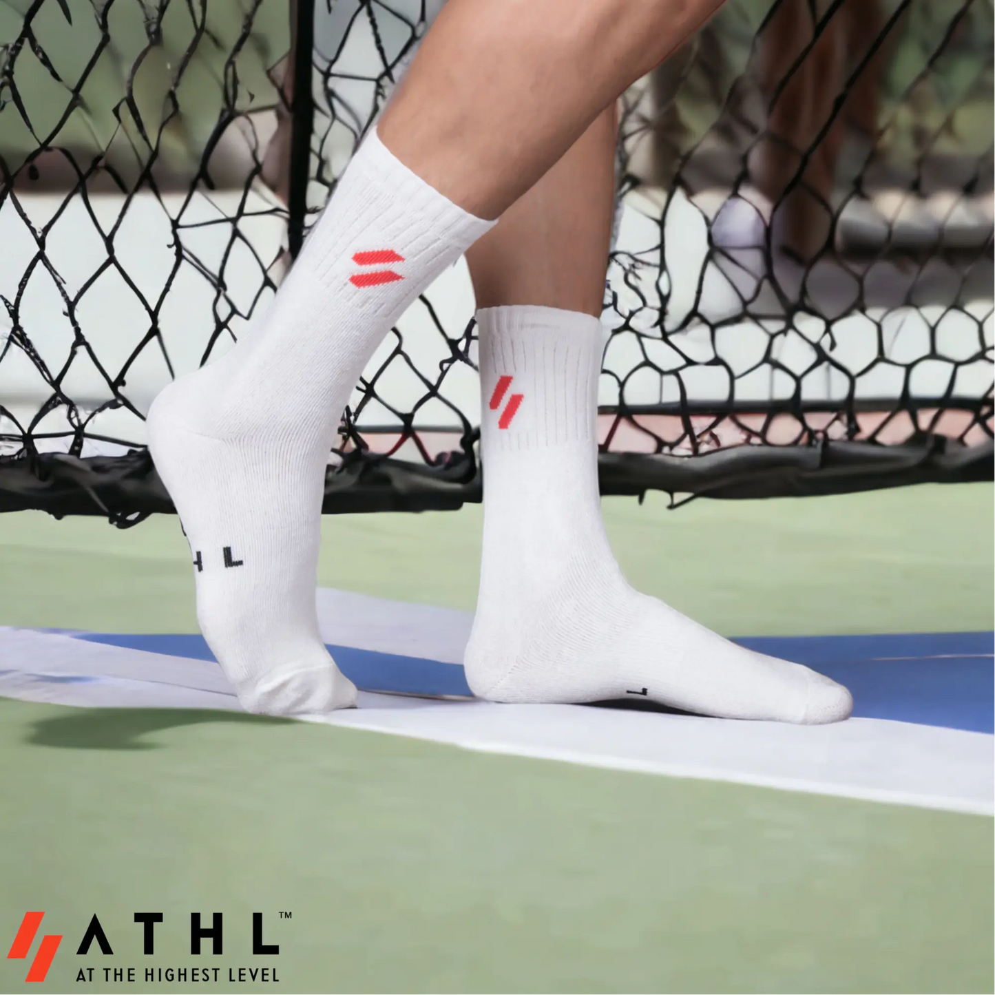 ATHL white sports socks for men and women and athletes - pack of 6