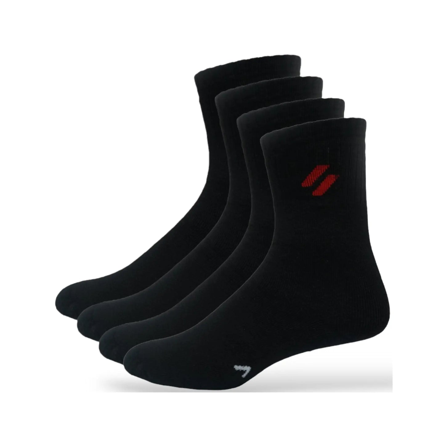 Black running socks for men – crew length support - pack of 4 for athletes