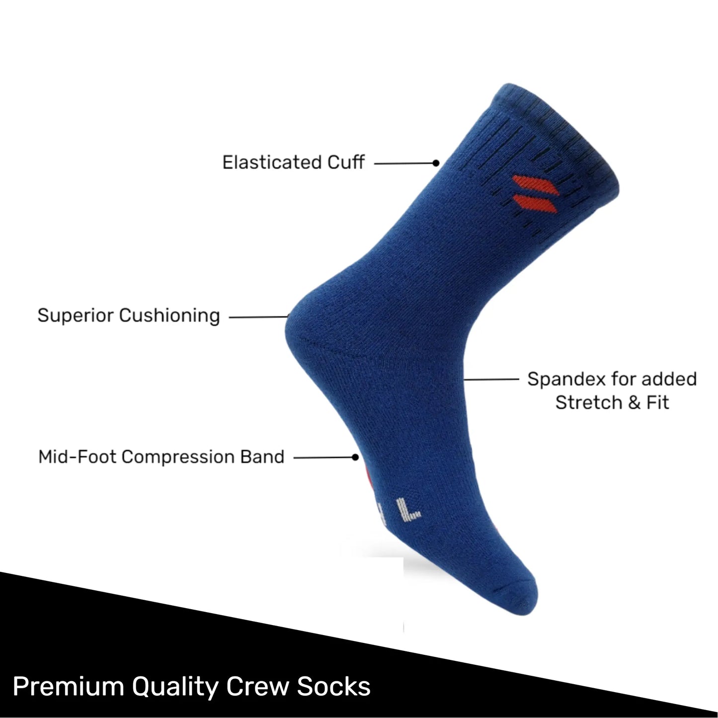 Product features - Men’s crew length workout socks – breathable