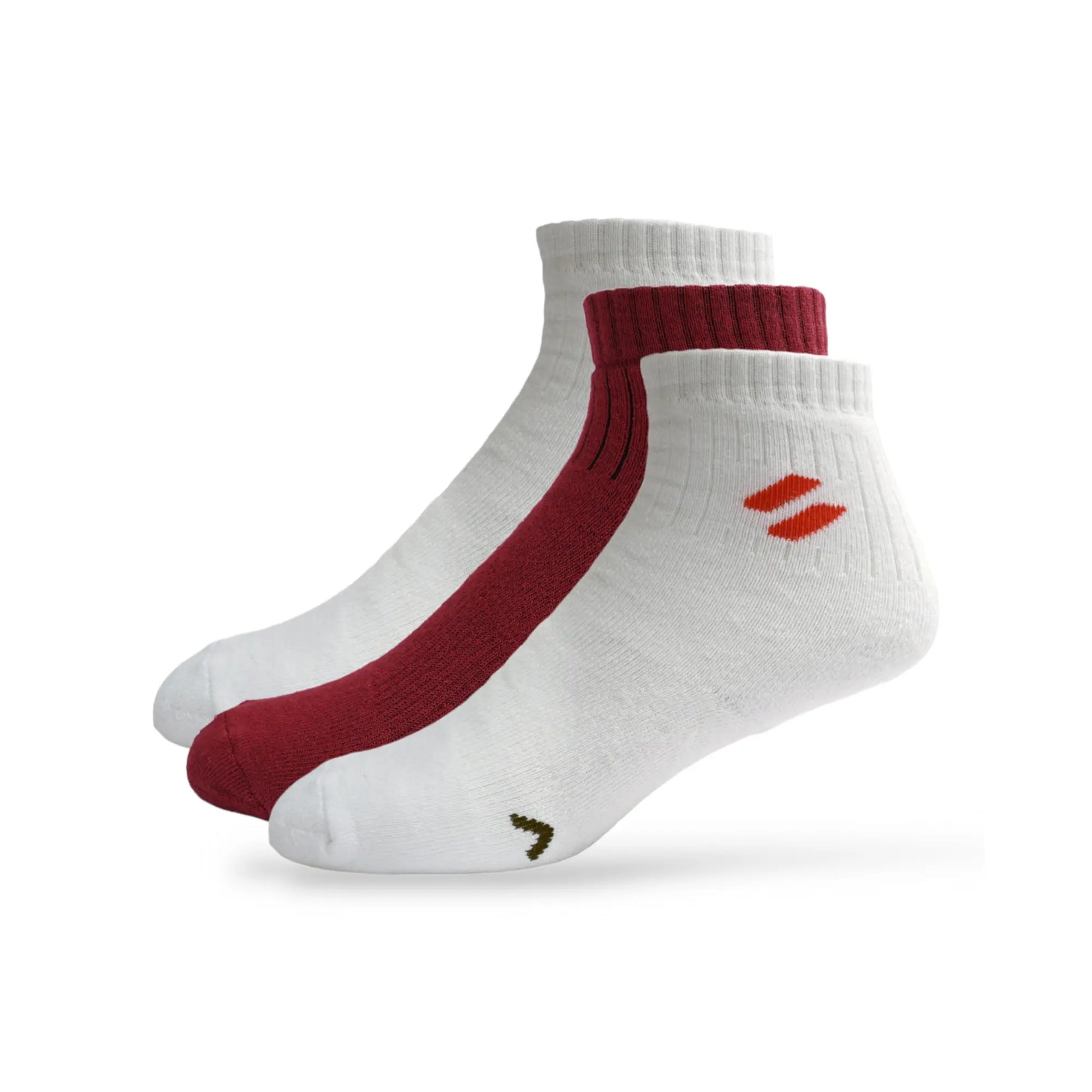 Crew socks for football, running, and training – white and red - pack of 3