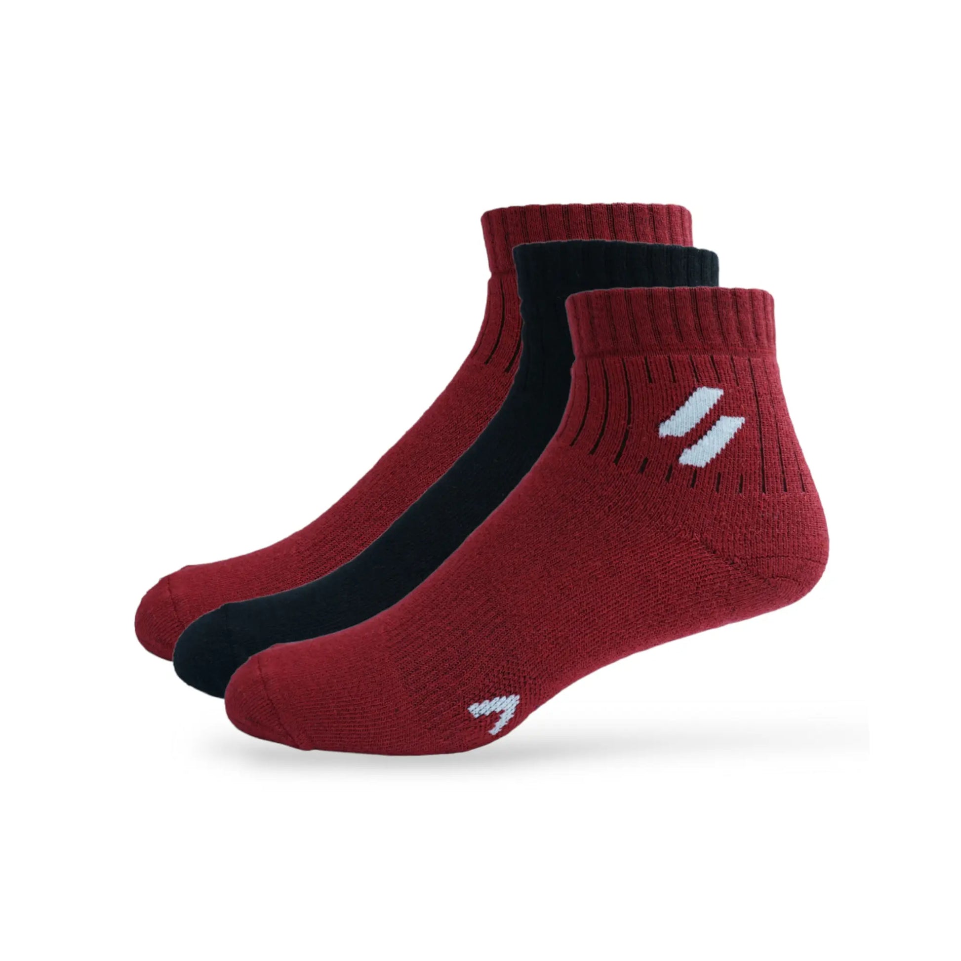 Crew socks for football, running, and training – black and red - pack of 3
