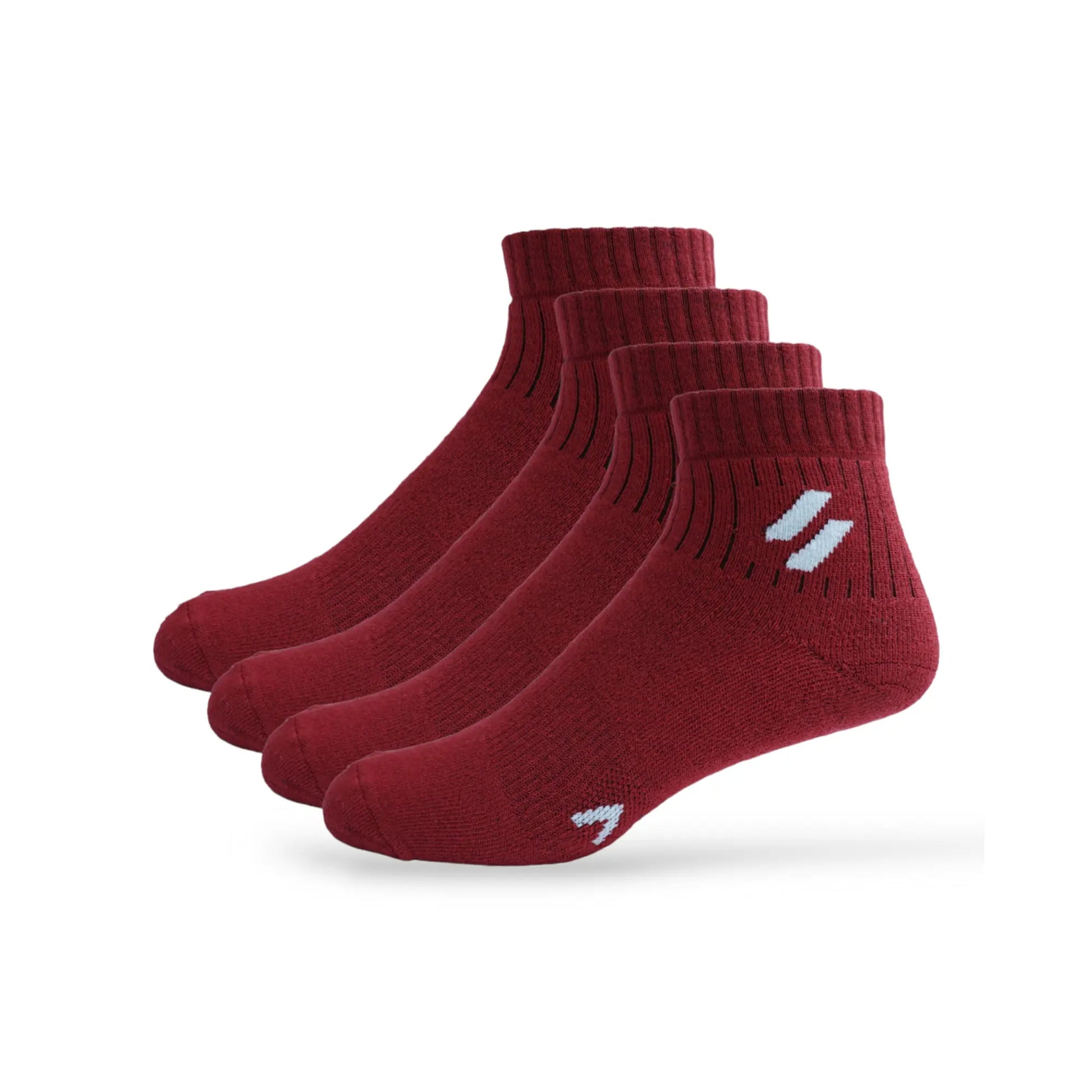 Red running socks for men – crew length support pack of 4