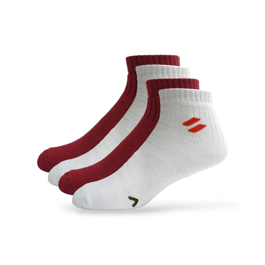white and red ankle length performance socks for men – ATHL