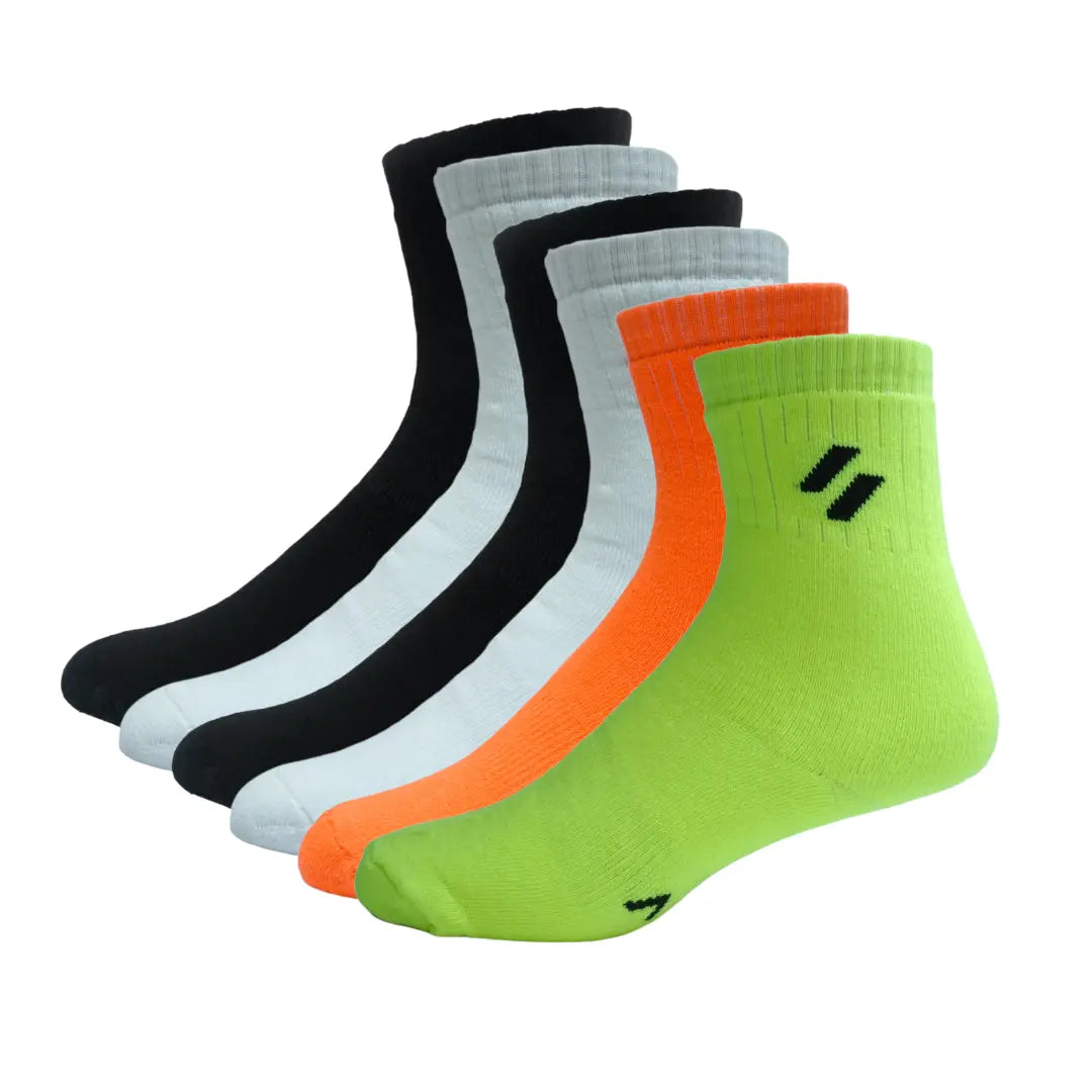 Pack of 6 ATHL multi pack sports socks – cushioned, crew length multi-sport socks for tennis