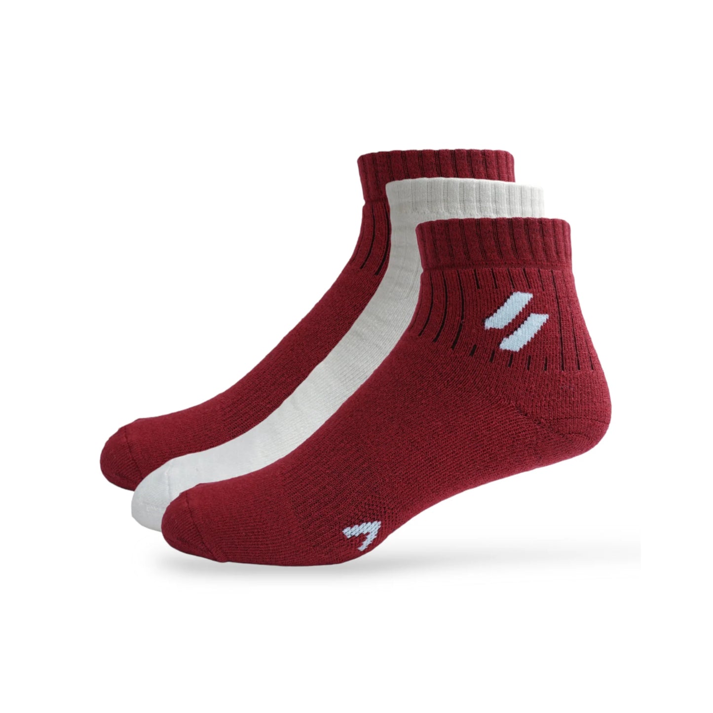 red and white running socks for men – ankle length support