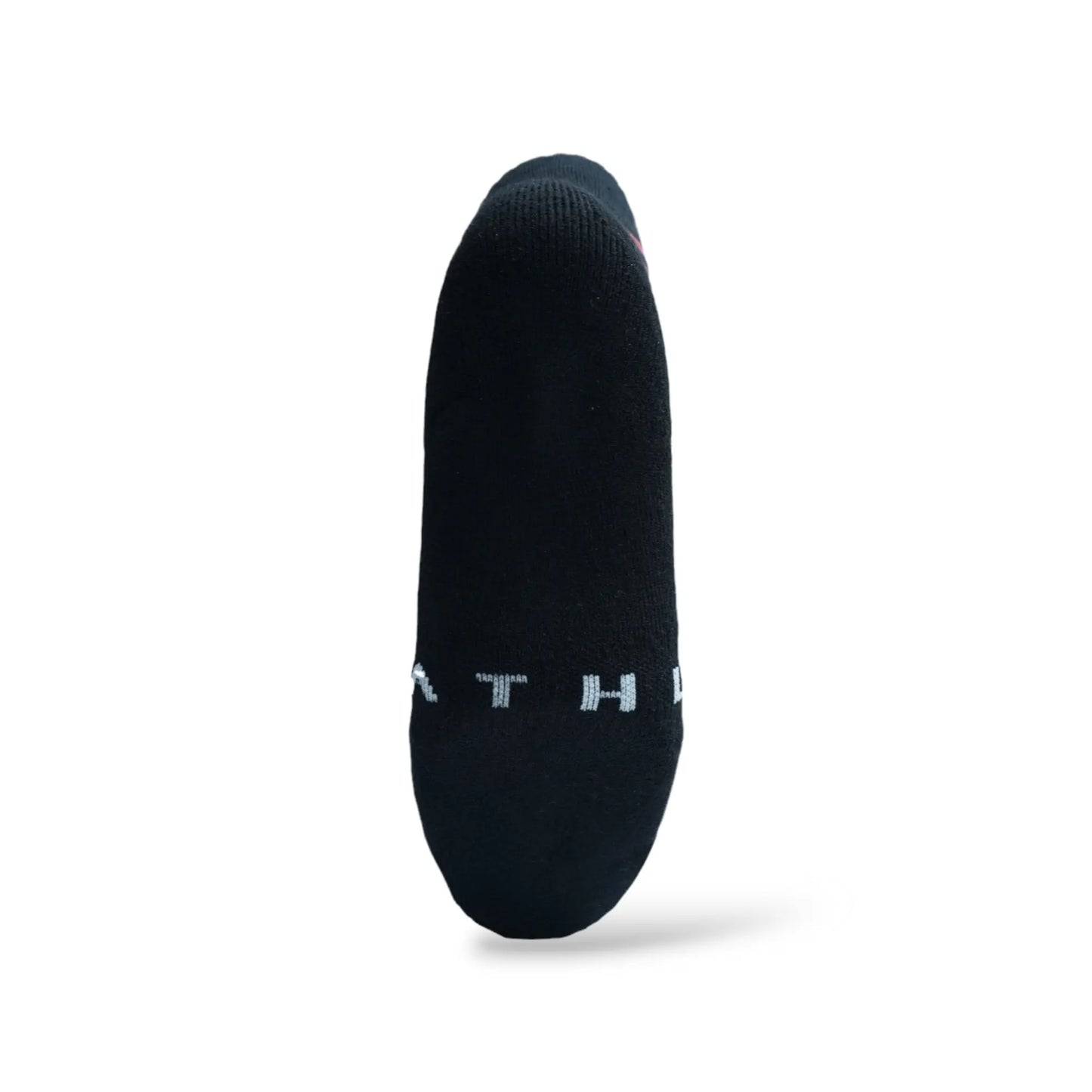 Back view of ATHL sports socks showing heel cushioning and ribbed ankle