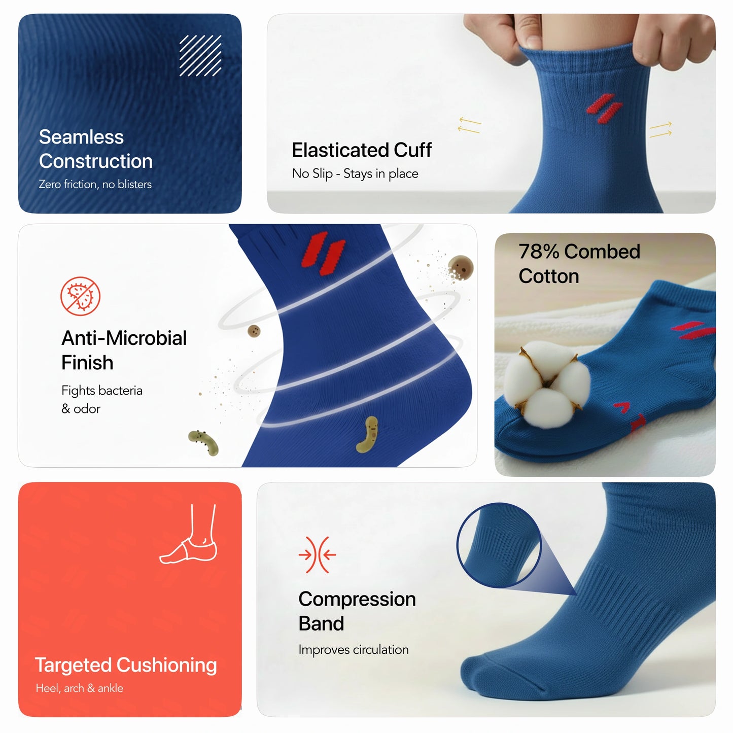 ATHL Crew Length Men's Sports Socks (Pack of 6)